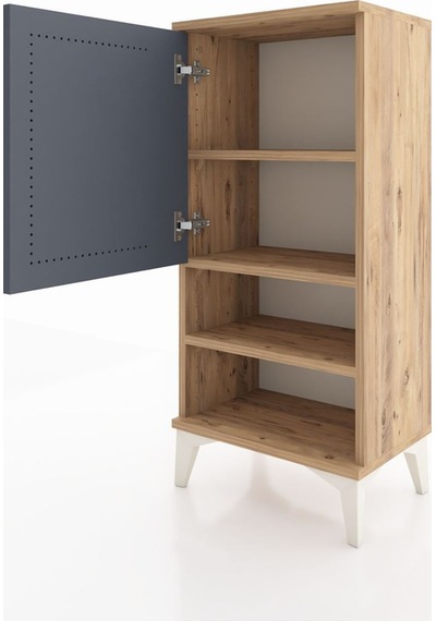 Arges Komodin 3 Raflı Tek Kapaklı 44x30x96 Çam-antrasit Çam