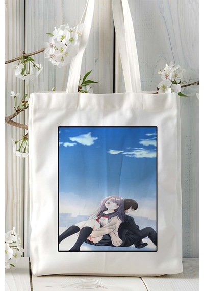 Art Hediye Kubo-san Wa Mob Wo Yurusanai Baskılı Bez Omuz Çantası Kişiye Özel Model 2 Çok Renkli