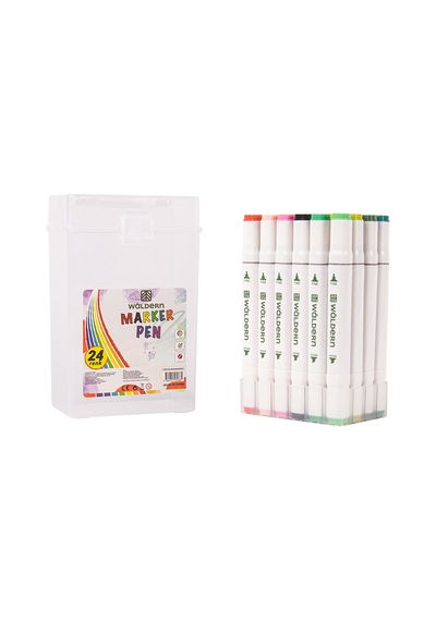 Waldern Premium 24'lü Çift Taraflı Kalem Seti + Plastik Taşıma Ve Koruma Çantalı