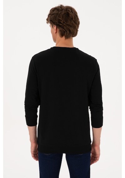 U.S. Polo Assn. Erkek Bisiklet Yaka Regular Fit Siyah İnce Sweatshirt 50316315-VR046