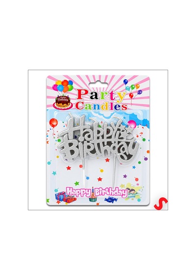 Happy Birthday Doğum Günü Pasta Mumu, 11 Cm - Gümüş