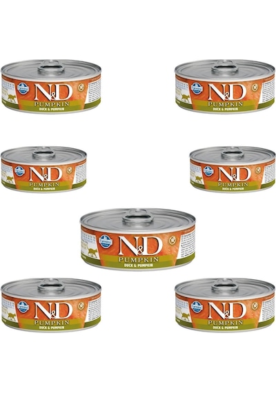 N&D Ördekli Balkabaklı Yetişkin Kedi Konservesi 7 x 70 G