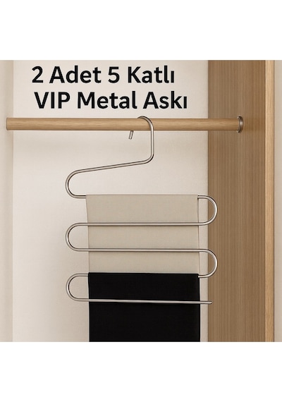 5 Bölmeli Metal Elbise Askısı 2 Adet Giysi Pantolon Eşarp Fular Kıyafet Askısı Vıp Metal Gümüş Tr Diğer