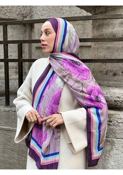 Moda Kaşmir Margarit Desen Bambu Şal MÜRDÜM