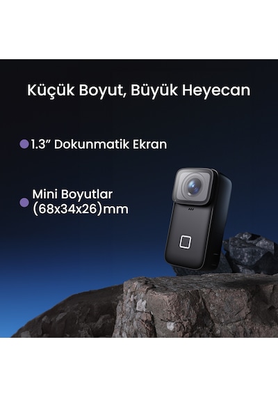SJCAM C200 Pro 4K HDR 1200mAh WiFi 20MP 135 Kompakt Tasarım 40 MT Su Geçirmez Kılıflı Mini Aksiyon Kamerası Siyah