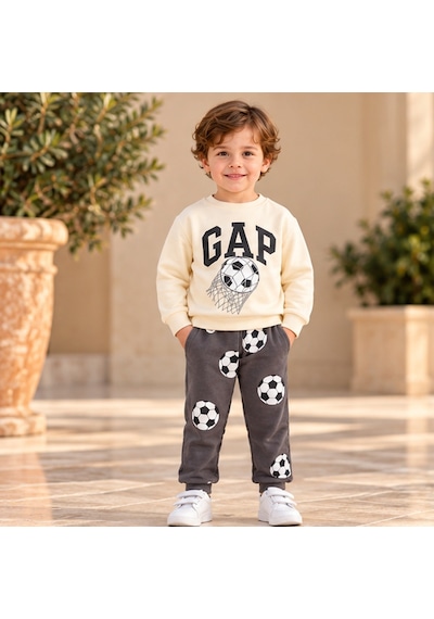 Maxx Kelın Erkek Çocuk Ekru Futbol Topu Baskılı Eşofman Takımı Gri Pantolonlu 2 Parça Günlük Takım Maxx Kelın Erkek Çocuk Ekru Futbol Topu Baskılı Eşofman Takımı Gri Pantolonlu 2 Parça Günlük Takım