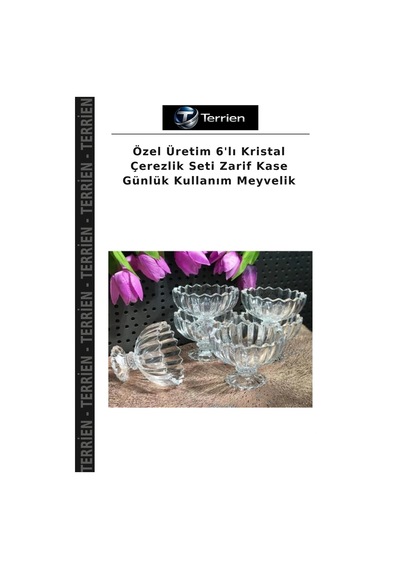 Özel Üretim 6'lı Kristal Çerezlik Seti Zarif Kase Günlük Kullanım Meyvelik Çok Renkli