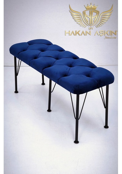 By Hakan Aşkın Metal Ayaklı Babyface Puf & Bench Blue Baby Face Blue