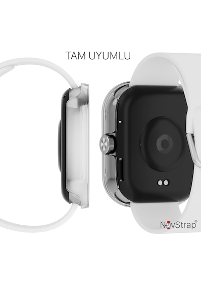 Novstrap Xiaomi Redmi Watch 4 İle Uyumlu Ekran Koruyucu Temperli Cam Ve Kasa Koruyucu Kılıf Sert Pc