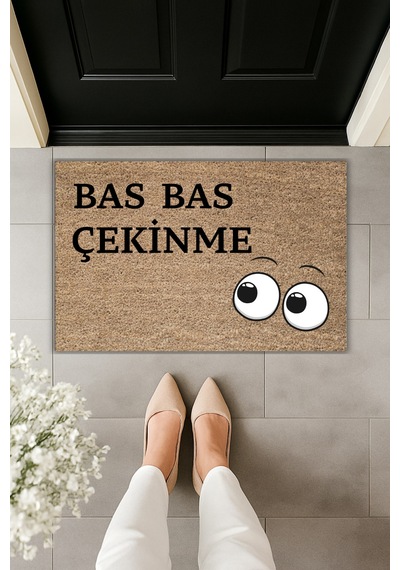 Rugmood Modern Dijital Baskı Paspas - Bas Bas Çekinme - Kapı Önü Paspası 70x45cm Kahverengi