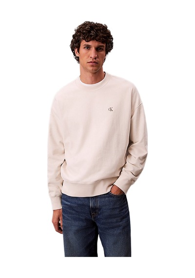 Calvin Klein Lv04rc277 Premium Terry Monogram Cn Erkek Sweatshirt Beyaz