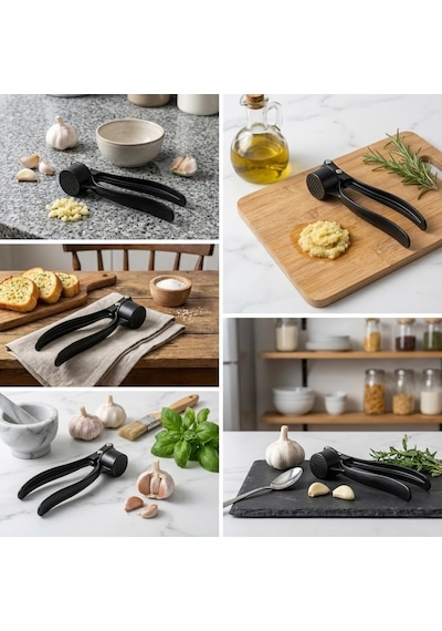 Deconox Paslanmaz Metal Döküm Sarımsak Ezici Ve Presi Ergonomik Saplı Profesyonel Sarımsak Kırıcı, Kolay Tem Diğer