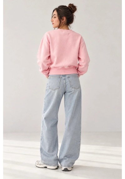 Bbbutikbasic Fermuar Detaylı Şardonlu 3 İplik Kadın Sweatshirt My3535 Pembe