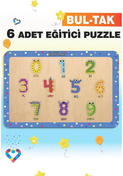 Ahşap Türkçe 6 Lı Set Eğitici-öğretici Yapboz