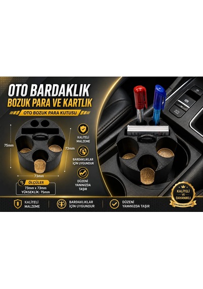 Oto Bozuk Paralık , Bardaklıkta Kullanılan Araç Bozuk Para Ve Kartvizitlik , Oto Bozuk Para Koyma Ye