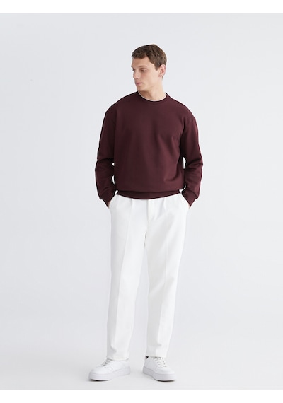 Lcw Vision Bordo Bisiklet Yaka Erkek Kalın Sweatshirt