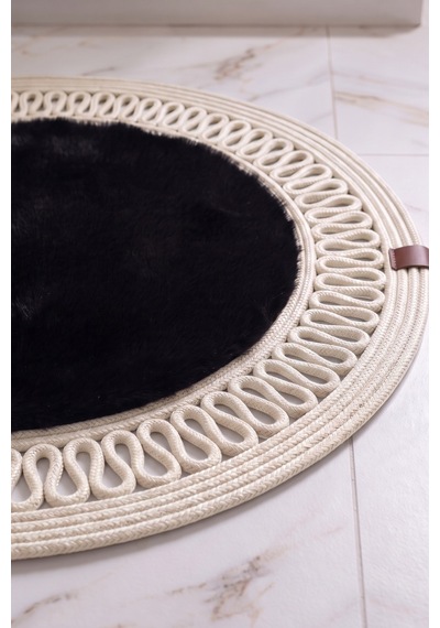 Banyo Paspası Takımı 60x100+60x60 Cm İç Trikot Siyah & Krem Siyah - Krem