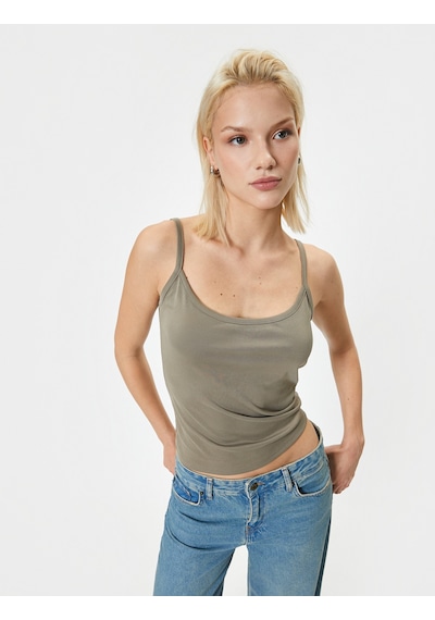 Koton Askılı Atlet Modal Kumaş Slim Fit Haki 4sak10618ek Haki
