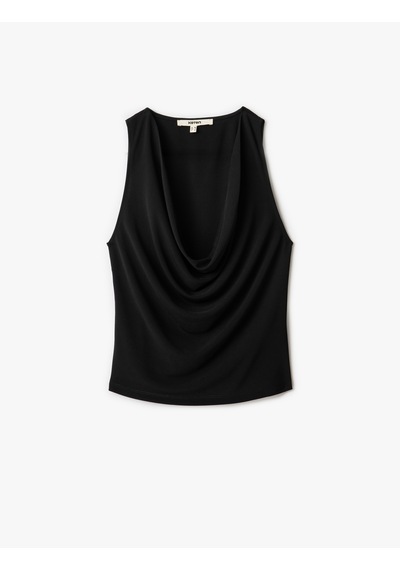Koton Degaje Yaka Kolsuz Bluz Siyah 5sak70039ek Siyah