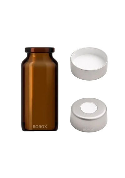 Borox Kapaklı Amber Cam Şişe 10ml - Crimp Vial Nd20 - Dibi Düz - 100 Adet Toptan