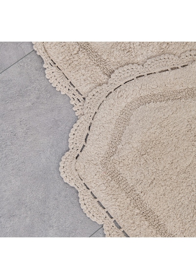 Soft Lace 2'li Banyo Paspası - Bej - 40x60 Cm + 60x90 Cm Çok Renkli