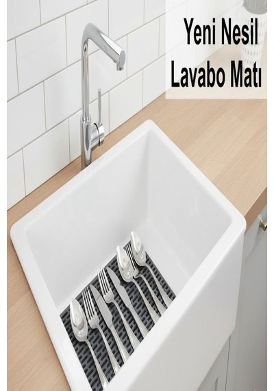 Yeni Nesil Dikdörtgen Silikon Lavabo Buzluk Matı 33x28 Cm Antrasit Siyah Renk Lavabo Matı Silikon Si Diğer