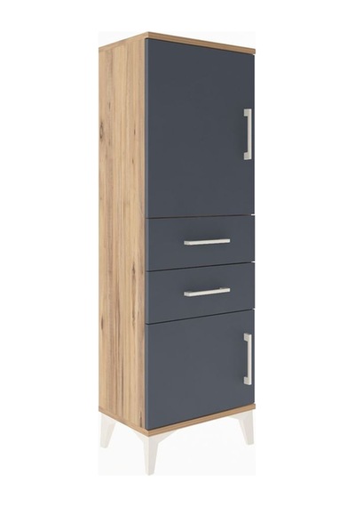 Arges Dolap 2 Raflı 2 Çekmeceli 2 Kapaklı 44x30x134 Çam-antrasit Atlas Çam
