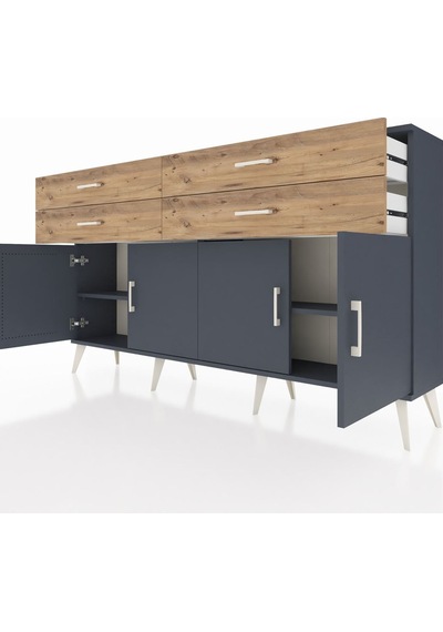 Arges Konsol 2 Raflı 4 Çekmeceli 8 Kapaklı 176x30x99 Antrasit-ant Antrasit-antrasit/çam Arges Konsol 2 Raflı 4 Çekmeceli 8 Kapaklı 176x30x99 Antrasit-ant Antrasit-antrasit/çam