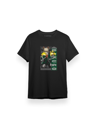 My Hero Anime Kacchan Katsuki Bakugo Art Siyah Kısa Kol Erkek Tshirt 001