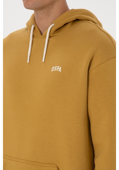 U.S. Polo Assn. Erkek Oversize Fit Kapüşonlu Şardonlu Hardal Basic Sweatshirt 50313782-VR151