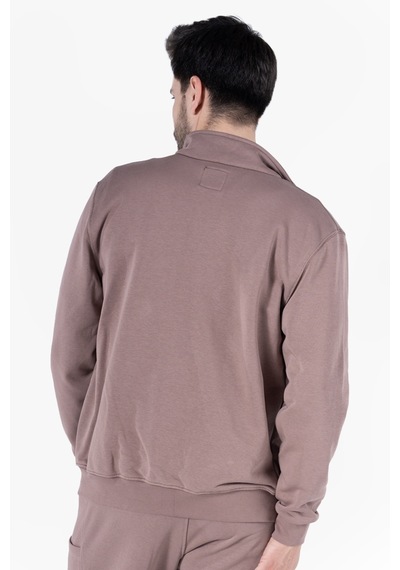 Owl 9150 Diagonel Fermuarlı Sweatshirt Vizon