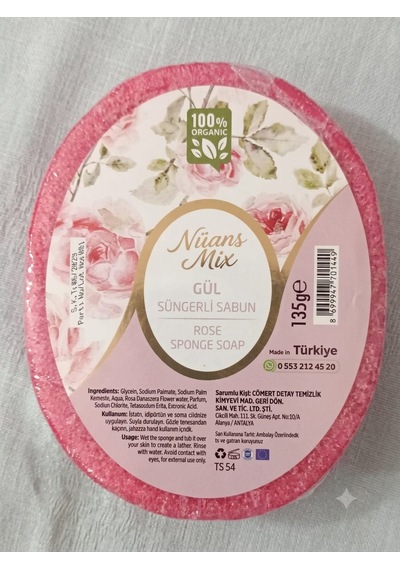 Doğal Handmade Süngerli Sabun, 135 Gr Gül