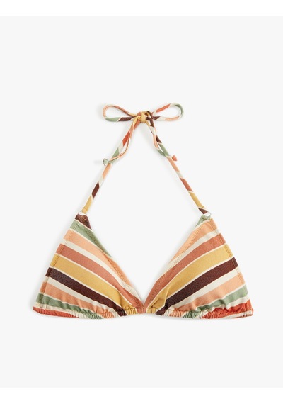 Koton Boyundan Bağlamalı Üçgen Bikini Üstü Pınk Strıpe 5sak10220mm Pembe Çizgili