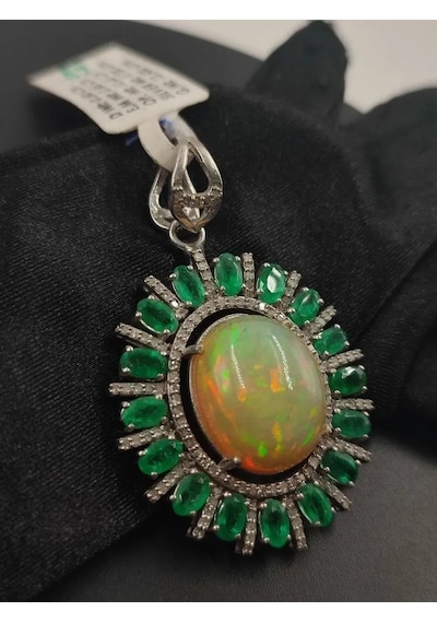 Opal Zümrüt Elmas Kolye Ucu 211