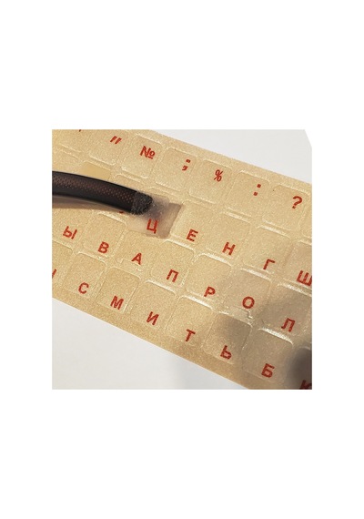 Kırmızı Rusça Şeffaf Klavye Etiketi Red Transparent Russian Keyboard Sticker 3m