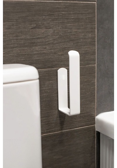 Buççin Online Mağaza Yapışkanlı Tuvalet Kağıtlığı - Dekoratif Banyo Askısı Peçetelik Metal Beyaz Çok Renkli