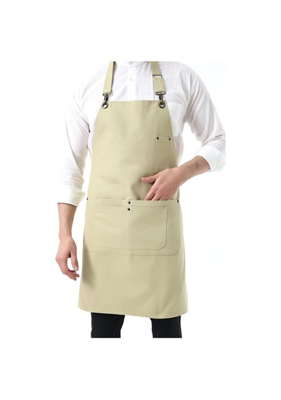 Barista Boyundan Askılı Önlük Çift Cepli - Bej-12183 Bej