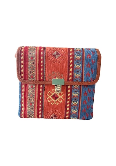 Otantik Kilim Desenli Omuz Çantası Kahverengi