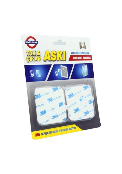 Boss Tape 3869 Tak Çıkar Askı 60mmx60mm 2li Blister