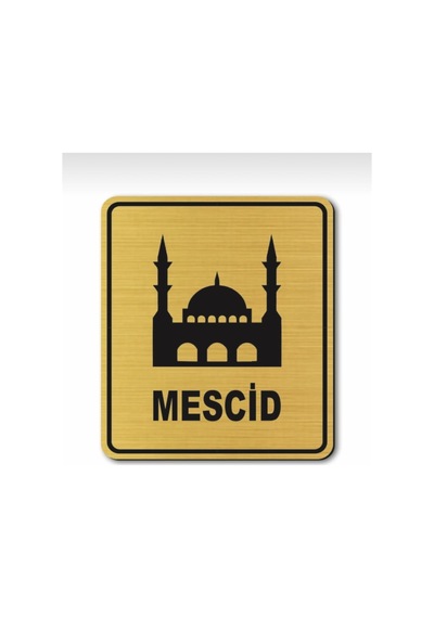 Mescid Kapı Duvar Uyarı - Yönlendirme Levhası Altın Tabela (536759434)