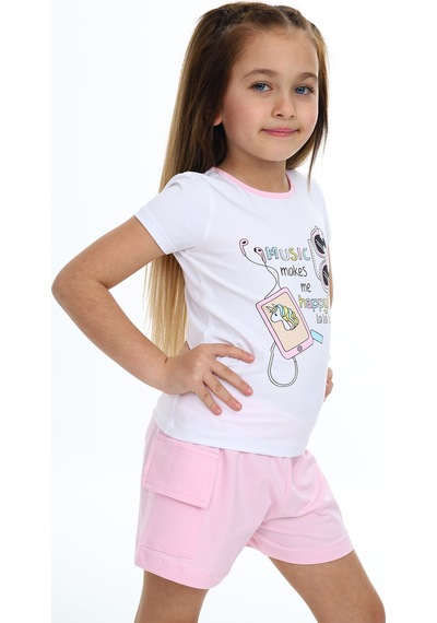 Toontoy Kids Toontoy Kız Çocuk Mucıs Makes Me Happy Baskılı Şortlu Takım Pembe