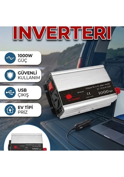 1000w Araç İnverteri Aküden Ev Tipi Elektrik Güç Dönüştürücü