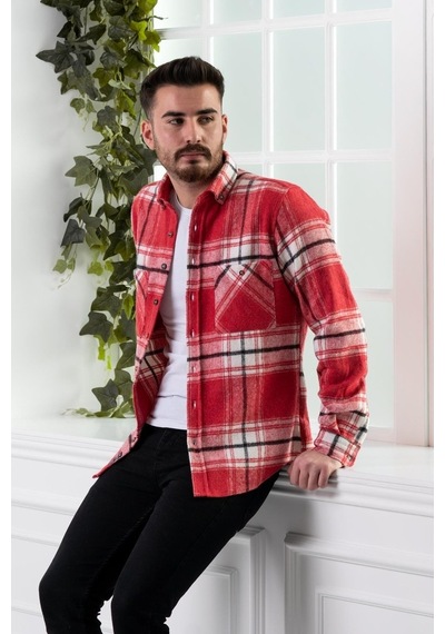 Dorss Slimfit Çift Cepli Ekoseli Erkek Oduncu Gömlek (516479479)