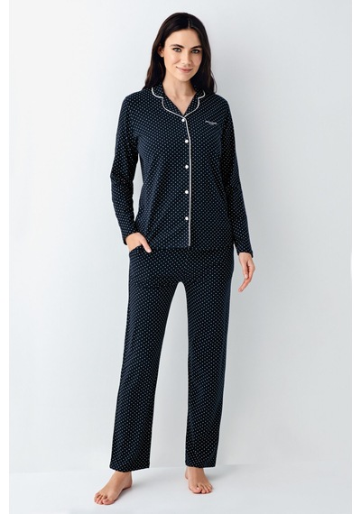 Pierre Cardin Kadın Lacivert Gömlek Pijama Lacivert