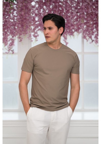 Paul Martin Slimfit Lyocell Kumaş Likralı Küçük Armürlü Bisiklet Yaka T-shirt Kahverengi Paul Martin Slimfit Lyocell Kumaş Likralı Küçük Armürlü Bisiklet Yaka T-shirt Kahverengi