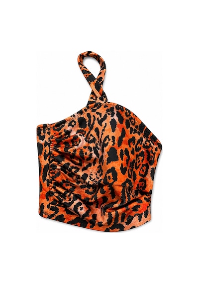 Büyük Beden Straplez Ayarlanabilir İnce Askılı Desenli Kadın Bikini Üst Leopar