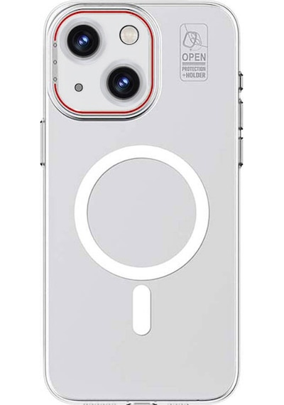 Apple Uyumlu iPhone 15 Plus Kılıf Recci Magnetic Glass Serisi Standlı Magsafe Şarj Özellik Kapak Beyaz