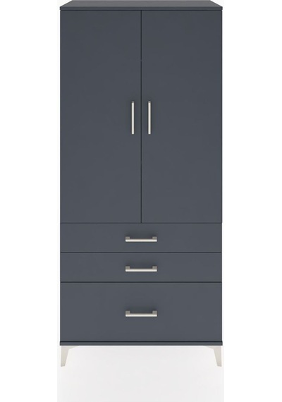 Hyperion Dolap 2 Raflı 3 Çekmeceli Tek Askılı 88x44x195 Antrasit-antrasit Antrasit