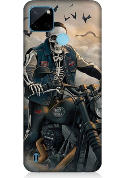 Realme C21y Uyumlu İskelet Motosiklet Desenli Silikon Kılıf