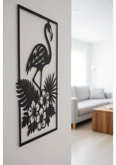 Flamingo Kuş Figürlü Metal Duvar Tablosu
